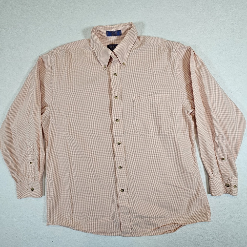 Pendleton Shirt Mens Large Broadway Cloth Long Sleeve Button Front Orange Check